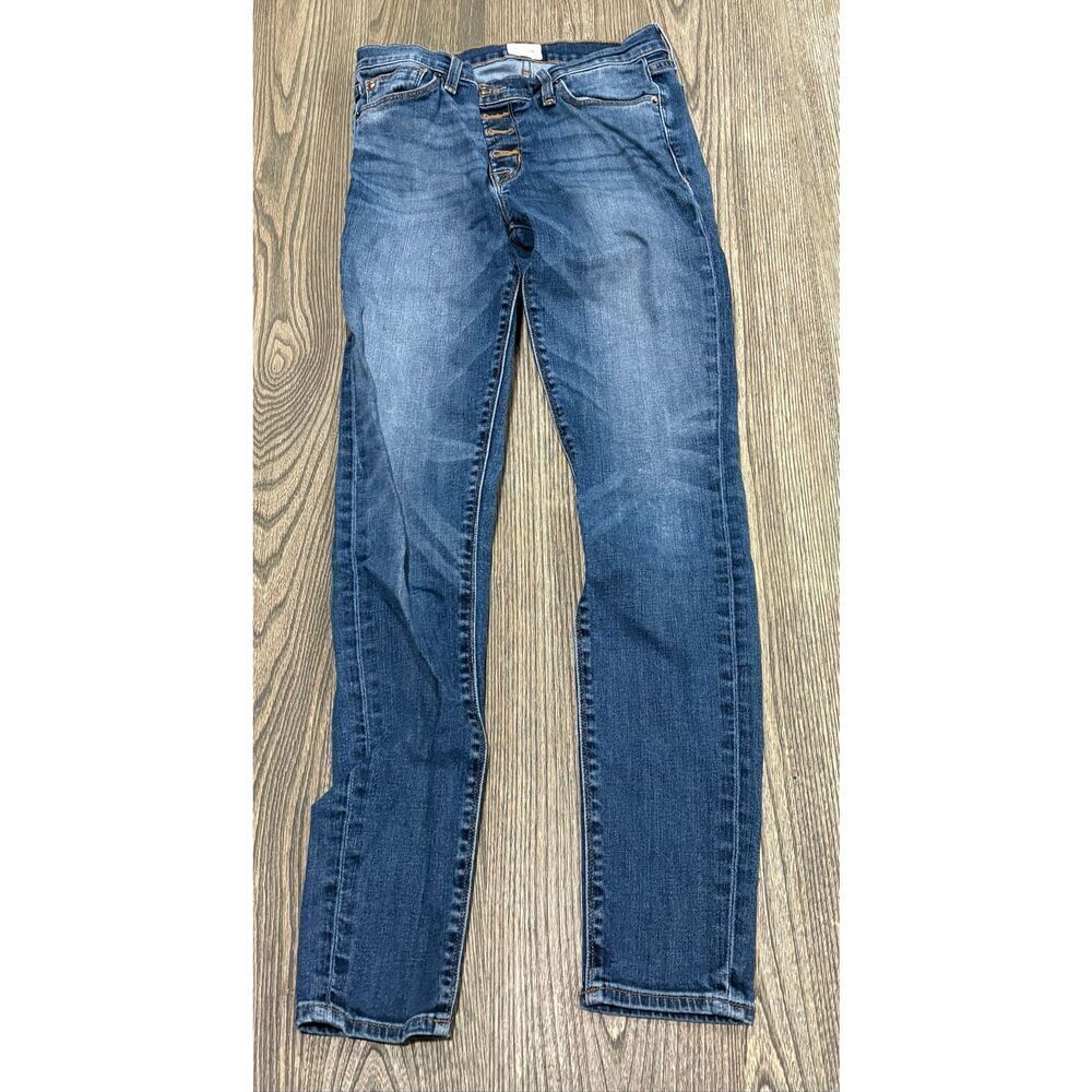 Hudson Skinny Jeans High Rise Whisker Denim Button Fly Medium Wash Blue Size 4
